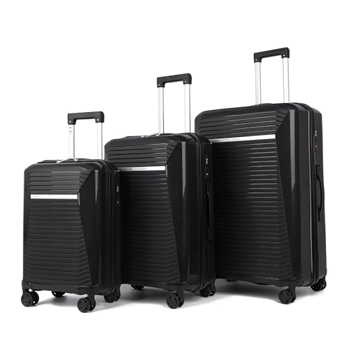 Mixibaby 行李箱套装旅行行李箱 3 件 - 密码锁、静音 360° 轮大号、...