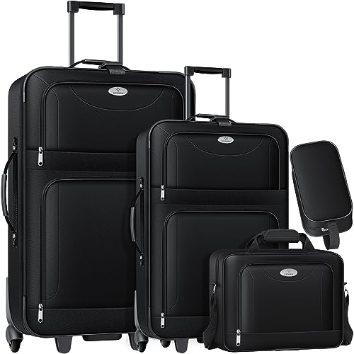 KESSER® 4 件套拉桿行李箱組 | 帶輪旅行箱| 完整商務套裝 4 件 | SM L...