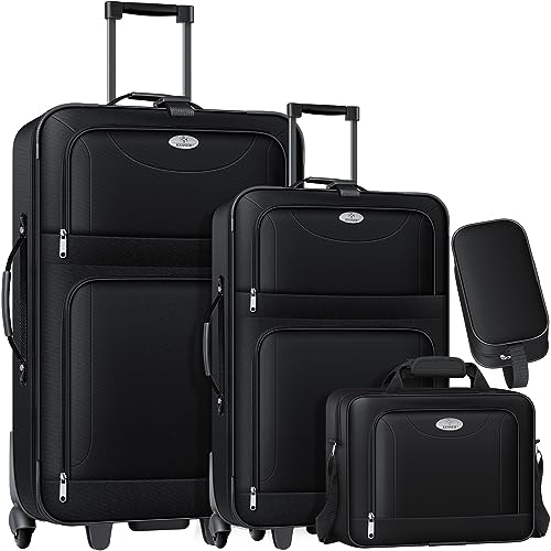 KESSER® 4tlg Trolley Kofferset | Reisekoffer Set mit Rollen | Komplettes Business 4er Set | S M L...