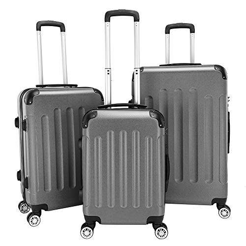 LEADZM kuffertsæt 3 stk, rejsekuffertsæt, kuffertsæt med 4 hjul og kombinationslås, håndbagage...